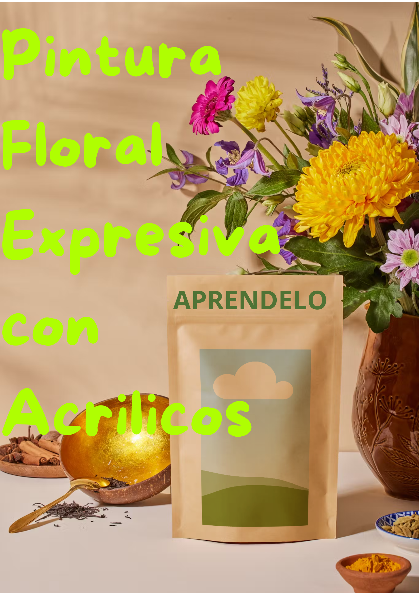 Image Pintura Floral Expresiva con Acrilicos