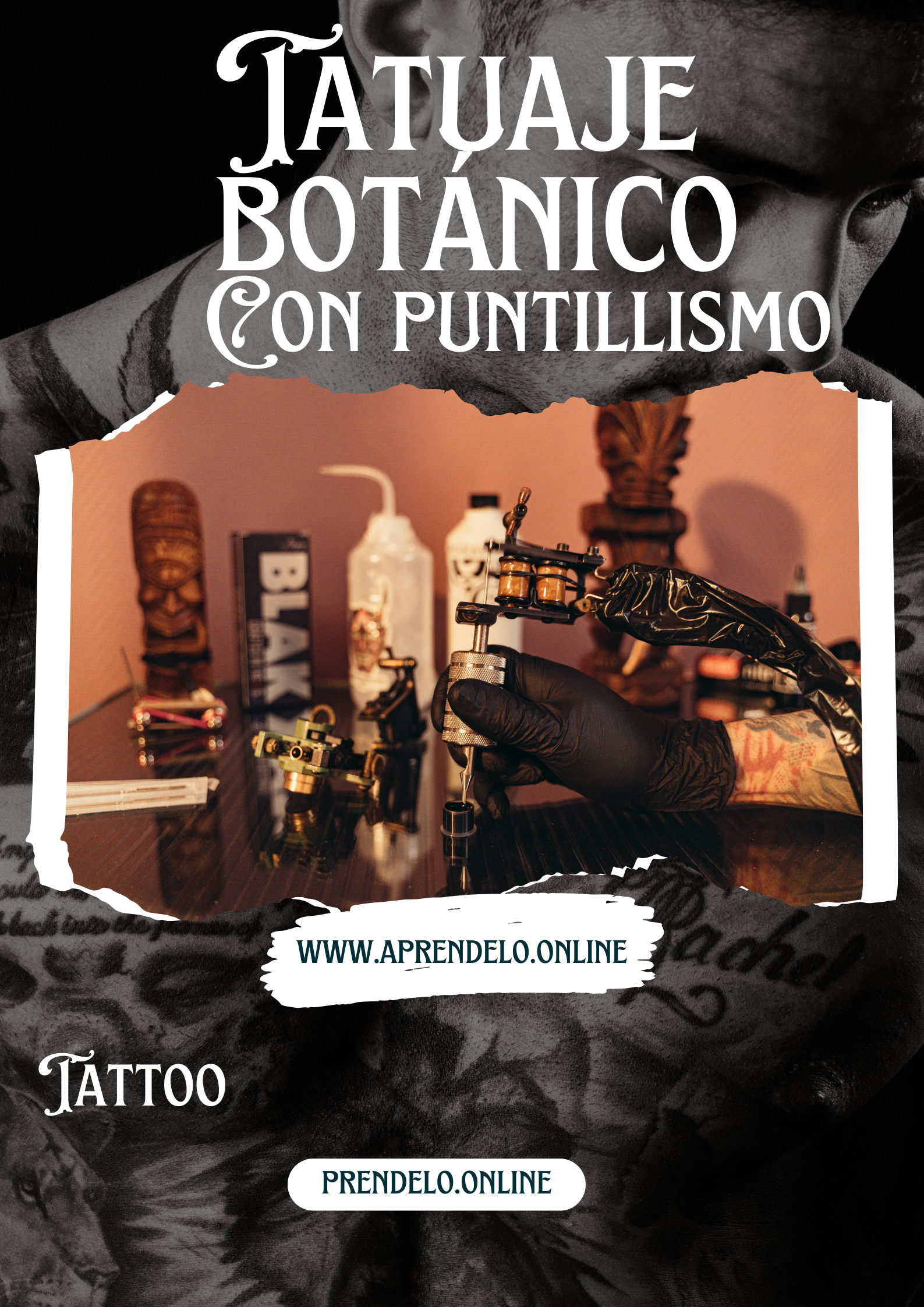 Image Tatuaje Botánico con puntillismo